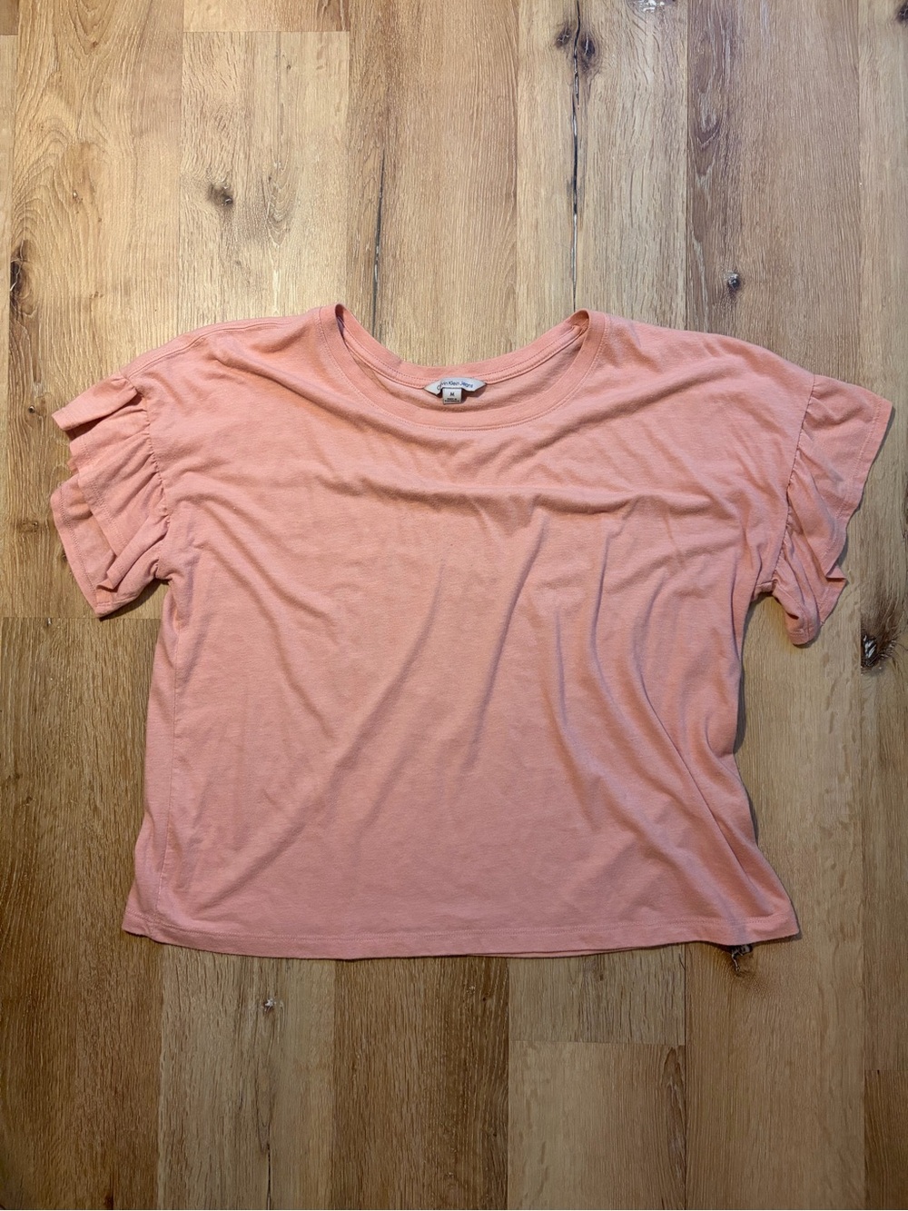 Calvin Klein Jeans Pink Short Sleeve Ruffle Tee